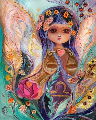 Pintura intitulada "The Fairies of Zodi…" por Elena Kotliarker, Obras de arte originais, Acrílico