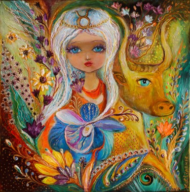 Картина под названием "The Fairies of Zodi…" - Elena Kotliarker, Подлинное произведение искусства, Акрил