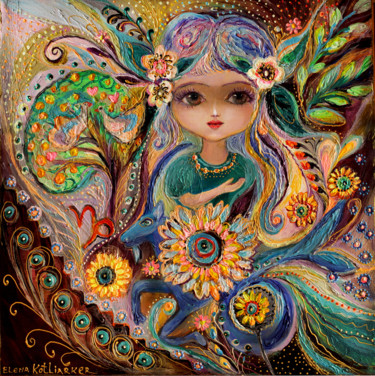 Картина под названием "The Fairies of Zodi…" - Elena Kotliarker, Подлинное произведение искусства, Акрил