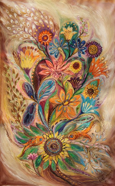 Pintura intitulada "The bouquet of Life" por Elena Kotliarker, Obras de arte originais, Acrílico