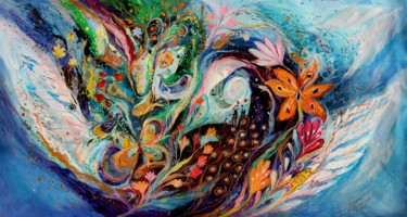 Schilderij getiteld "The Flowers and Sea" door Elena Kotliarker, Origineel Kunstwerk, Acryl