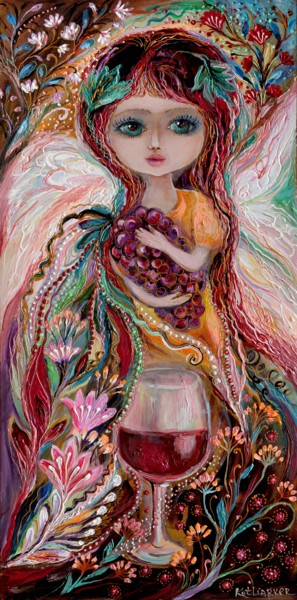 Malerei mit dem Titel "The Fairies of Wine…" von Elena Kotliarker, Original-Kunstwerk, Acryl