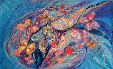 Pintura intitulada "The Butterflies on…" por Elena Kotliarker, Obras de arte originais, Acrílico