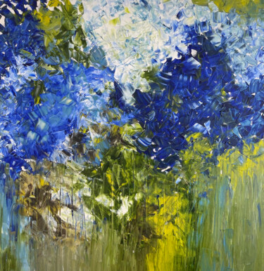 Картина под названием "Blue flowers" - Elena Kovalskaya, Подлинное произведение искусства, Масло