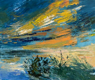 Картина под названием "Yellow sky" - Elena Kovalskaya, Подлинное произведение искусства, Масло