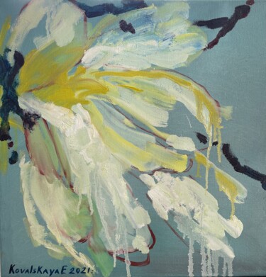Painting titled "Yellow flower" by Elena Kovalskaya, Original Artwork, Oil