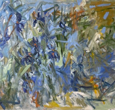 Painting titled "Irises" by Elena Kovalskaya, Original Artwork, Oil