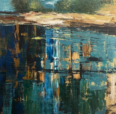 Painting titled "Lake" by Elena Kovalskaya, Original Artwork, Oil