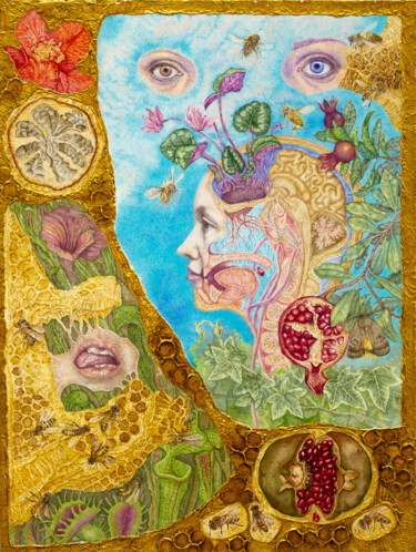 Картина под названием "Дикий мёд" - Елена Козачук, Подлинное произведение искусства, Цветные карандаши