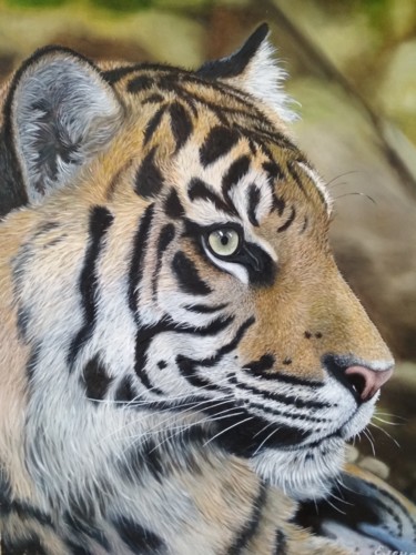 Painting titled "Tiger" by Elena Kozyutenko, Original Artwork, Oil