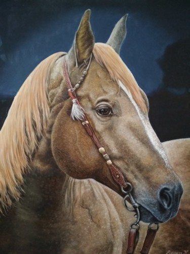 Картина под названием "Red horse" - Elena Kozyutenko, Подлинное произведение искусства, Масло