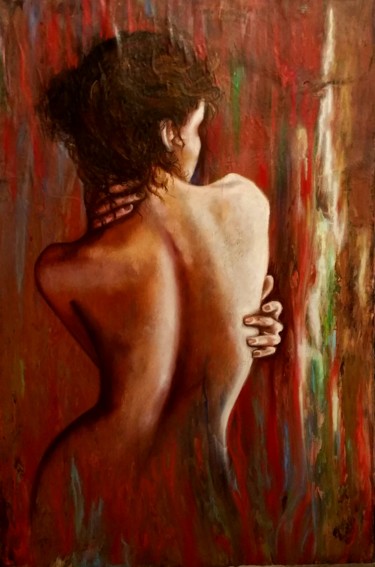 Painting titled ""Pursuing touch" 80…" by Elena Kraft, Original Artwork, Acrylic