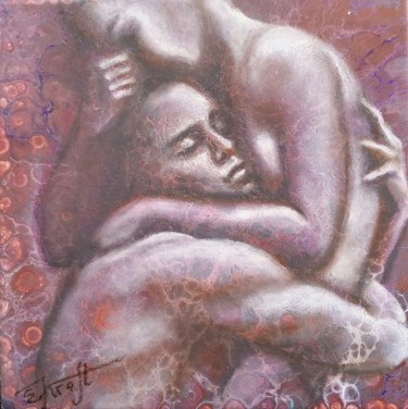 Painting titled ""I hold you in my a…" by Elena Kraft, Original Artwork, Acrylic