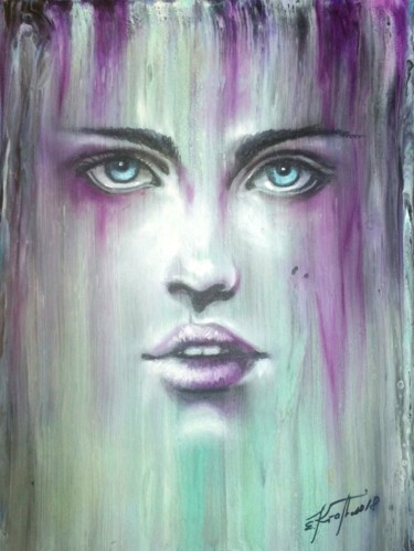 Painting titled ""Purple rain "" by Elena Kraft, Original Artwork, Acrylic