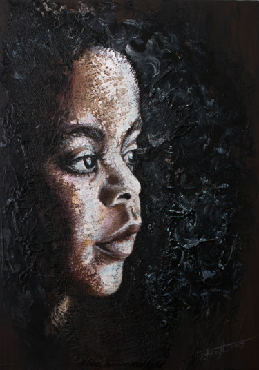 Painting titled ""Naomi" 70x100x2 cm." by Elena Kraft, Original Artwork, Acrylic Mounted on Wood Stretcher frame