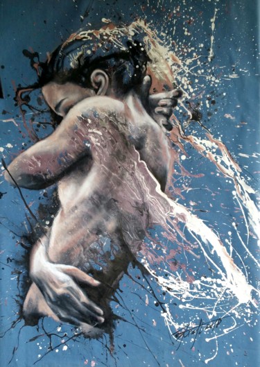 Pittura intitolato ""The birth of an An…" da Elena Kraft, Opera d'arte originale, Acrilico