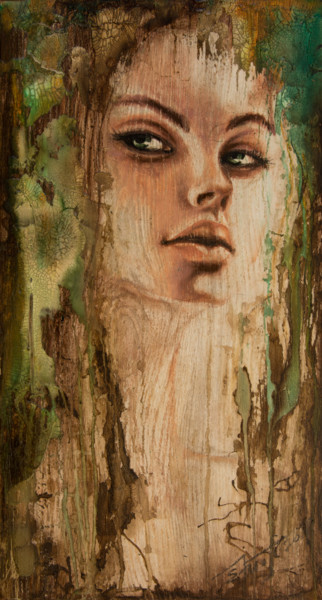 Painting titled ""Birch soul"" by Elena Kraft, Original Artwork, Acrylic