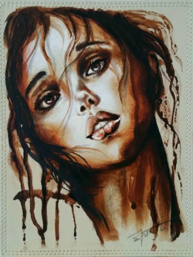 Painting titled ""Dolce"" by Elena Kraft, Original Artwork, Acrylic Mounted on Cardboard