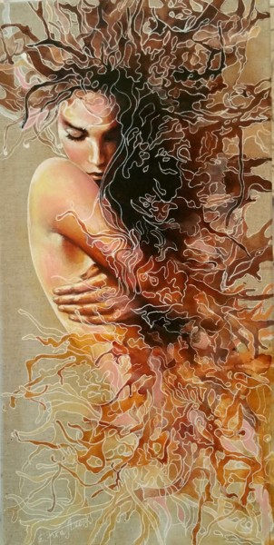 Malerei mit dem Titel ""Make me feel your…" von Elena Kraft, Original-Kunstwerk, Acryl