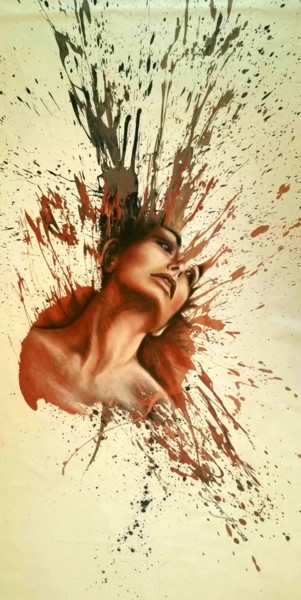 Peinture intitulée ""Beautiful Trauma"" par Elena Kraft, Œuvre d'art originale, Acrylique