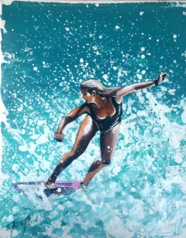 Painting titled ""Summer fun "" by Elena Kraft, Original Artwork, Acrylic