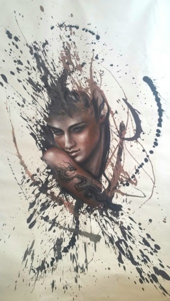 Pittura intitolato ""Dragon Soul"" da Elena Kraft, Opera d'arte originale, Olio