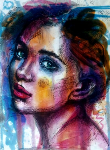 Malarstwo zatytułowany „"Colorfully "” autorstwa Elena Kraft, Oryginalna praca, Akwarela