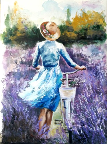 Malarstwo zatytułowany „"Provence summer"” autorstwa Elena Kraft, Oryginalna praca, Olej