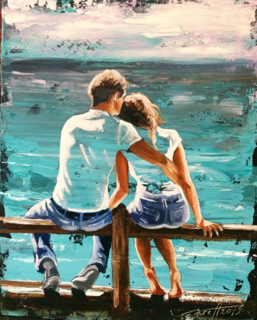 Painting titled ""Love is  in the ai…" by Elena Kraft, Original Artwork, Oil