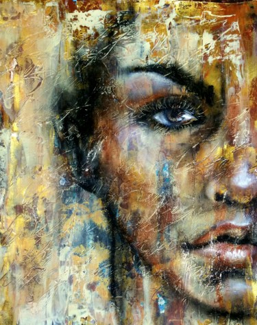 Schilderij getiteld ""Partial  face"" door Elena Kraft, Origineel Kunstwerk, Acryl