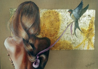 Peinture intitulée ""Flying connection.…" par Elena Kraft, Œuvre d'art originale, Huile