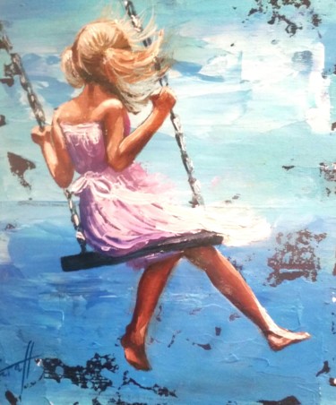 Картина под названием "Over the clouds"" - Elena Kraft, Подлинное произведение искусства, Масло