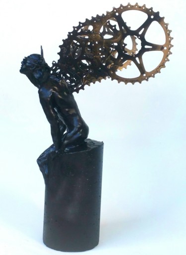 Sculpture titled ""URBAN ANGEL""" by Elena Kraft, Original Artwork, Clay