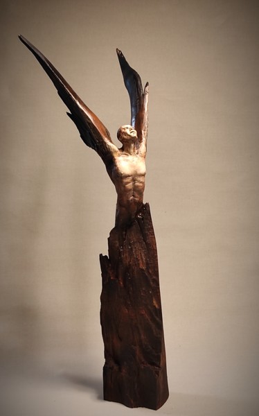 Escultura intitulada ""ICARUS.START" UNIQ…" por Elena Kraft, Obras de arte originais, Madeira