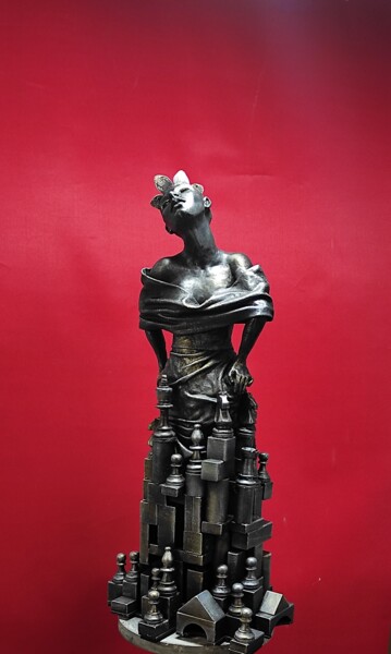 Sculpture titled ""The Queen's Gambit…" by Elena Kraft, Original Artwork, Clay
