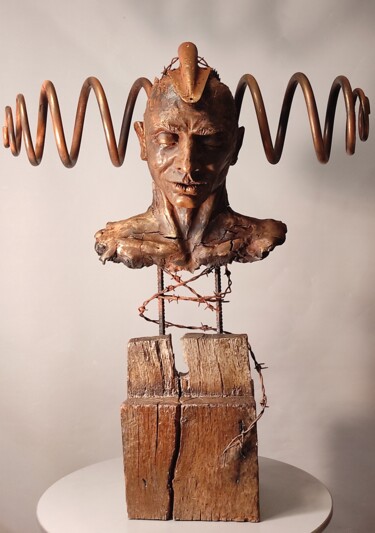 Sculpture titled ""Taurus"" by Elena Kraft, Original Artwork, Clay