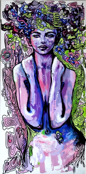 Malarstwo zatytułowany „"Colorfully Beauty"” autorstwa Elena Kraft, Oryginalna praca, Akryl Zamontowany na Drewniana rama no…
