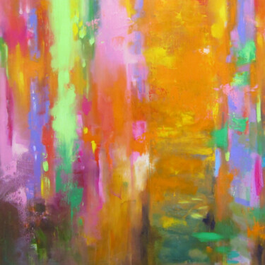 Картина под названием "Абстракция Солнце в…" - Елена Кропачева, Подлинное произведение искусства, Масло