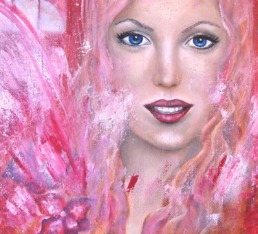 Painting titled "angel rose" by Elena Kropacheva, Original Artwork, Oil