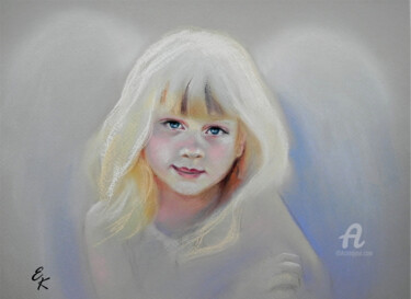 Painting titled "Angel guardian of m…" by Elena Kurnosova, Original Artwork, Pastel