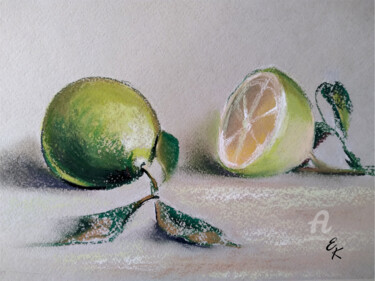 Peinture intitulée "Lime" par Elena Kurnosova, Œuvre d'art originale, Pastel