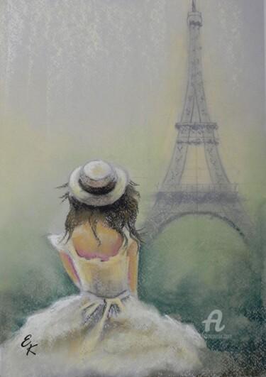 Pintura intitulada "Morning in Paris" por Elena Kurnosova, Obras de arte originais, Pastel