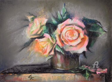 Pintura titulada "Bouquet of roses" por Elena Kurnosova, Obra de arte original, Pastel