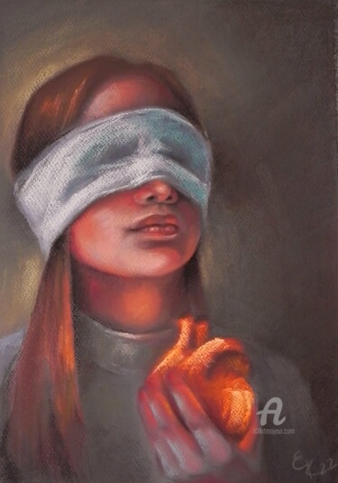 Painting titled "Trust your heart" by Elena Kurnosova, Original Artwork, Pastel