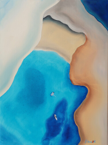 Painting titled "Eternity V. Coastal" by Elena Kurochko, Original Artwork, Oil Mounted on Wood Stretcher frame