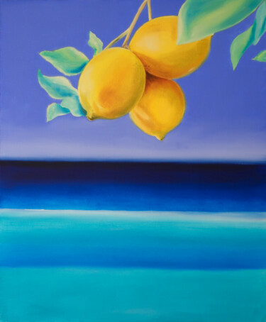 Painting titled "Amalfi Lemons" by Elena Kurochko, Original Artwork, Oil