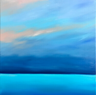 Painting titled "Abstract seascape" by Elena Kurochko, Original Artwork, Oil Mounted on Wood Stretcher frame