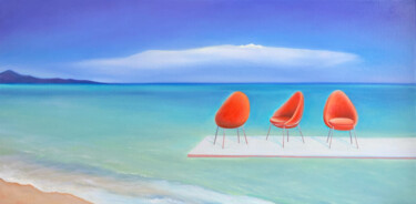 Peinture intitulée "Spiaggia di Costa R…" par Elena Kurochko, Œuvre d'art originale, Huile Monté sur Châssis en bois