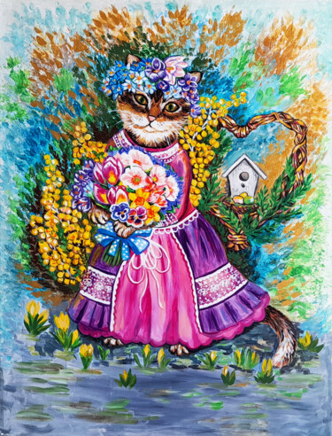 Картина под названием "Весна" - Elena Labetskaya, Подлинное произведение искусства, Акрил Установлен на Деревянная рама для…
