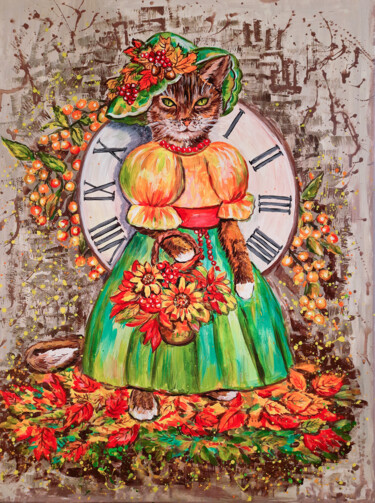 Schilderij getiteld "Осень" door Elena Labetskaya, Origineel Kunstwerk, Acryl Gemonteerd op Frame voor houten brancard